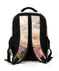 Soft Vintage Peony Bloom Printed Unisex Backpack With Large Capacity For Everyday Go To Daily Driver, rear view, sturdy straps
