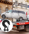 Image of a van being lifted by a tow truck using a Beefy Heavy Duty Forged Steel Clevis Slip Hook For Winch Cables And Ropes Five Sixteenth Inch Extreme Hook Black Built Tough For Mud Snow Rain And Rugged Off Road Winch Setups inset.