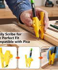 Adjustable Parallel Scribe Tool Slick Edge Tracker for woodworking, with built-in pencil holder, adjustable for precise scribing.