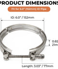 6 inch V band clamp for 5 To 4 Inch T6 Flange Exhaust Reducer Clamp V Band Kit Stainless Steel Durable Turbo Piping
