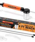 Diatomaceous Earth Duster With Adjustable 4 Foot Rod And Air Pump For Easy Powder Dispensing No Cramp Grip Output For Garden Indoor Outdoor Dusting Tasks And Large Scale Applications, orange-black duster with telescopic rod and accessories