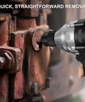 Using Boss 13-Piece Bolt Extractor Set For Stripped Nuts And Bolts, 3/8-Inch Square Drive on rusted machinery bolt