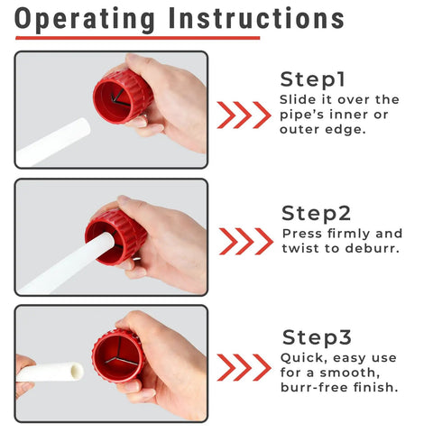 Instructions for Six Blade Deburring Reamer Tool For Pipes Three Sixteenths To One And A Half Inch with visual steps