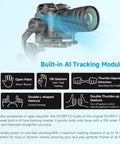 AI 4.0 Tracking Gimbal Stabilizer For Cameras And Mirrorless Gear, No App Needed Auto Tracks Faces Up To 59 Feet with gesture icons
