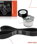 Ford F-150 2014 2023 5.0L Serpentine Belt Drive Kit with Belt and Tensioner displayed with packaging