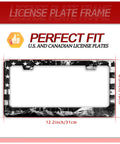 Stainless Steel License Plate Frame With American Flag Eagle Mountains Design For Cars And Trucks Heavy Duty 12.3 x 6.3 Inch