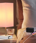 Pink Touch Control Table Lamp With 3 Way Dimmable Brightness And USB A And USB C Ports, White Base Modern Nightstand Light