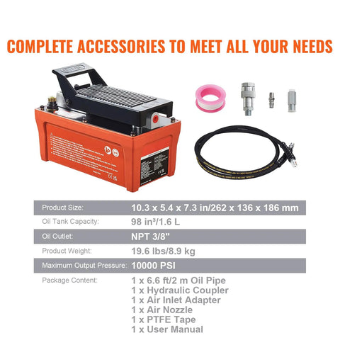 Heavy Duty Foot Operated Air Hydraulic Pump Delivers 10000 Psi Pressure Plus Half Gallon Reservoir For Auto Body Frame Repair And Pulling Posts No Sweat Kick Start Dead Simple Garage Upgrade