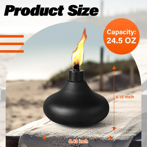 Two Pack Metal Table Top Torches With 24.5 Ounce Citronella Fuel Capacity Refillable Outdoor Flame Light Lanterns