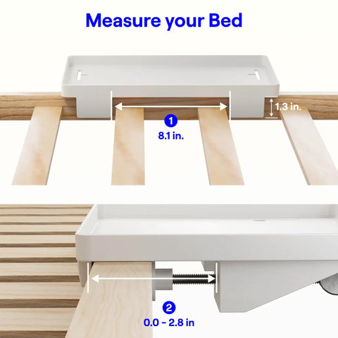 Bedside Shelf For Dorm Room With Cable Catch White Dope Space Saving Nightstand Organizer For Cables And Chargers Eco Friendly Plastic Build Two Point Eight Inch Clamp For Secure Mount, 8.1 in shelf