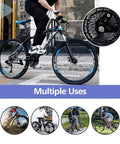 Rider on mountain bike showcasing 6/7/8 Speed Bike Chain for Road and Mountain Bikes, Pro Grade Performance, 116 Links detail.