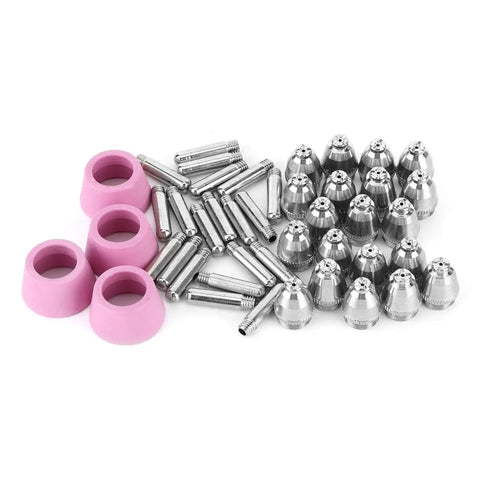 Heavy Duty 44 Piece Welding Torch Nozzle And Collet Guard Cap Replacement Kit With Premium Ceramic Steel Construction For Plasma Cutter AG60 SG55 upgrades.