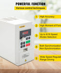 3KW 220V Variable Frequency Drive VFD for 1 or 3 phase input, showing control panel and key features like speed modes