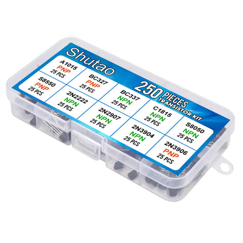 Dope 250 Pack Transistor Assortment Kit With 10 Values A1015 BC327 BC337 C1815 S8050 S8550 2N2222 2N2907 2N3904 2N3906