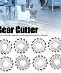 8 Piece Gear Cutter Set HSS Milling Cutters With 20 Degree Pressure Angle for gear machining shown with milling machine.