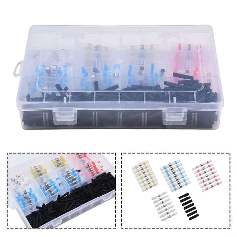 FABULETTA 400-Piece Solder Seal Wire Connectors Kit With Heat Shrink Tubing And Waterproof Butt Terminals For Auto Marine Electronics Assorted Color Coded Insulation Sleeves Making Wiring Easy clear organizer case