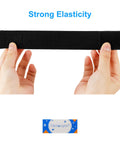 Four Pack Heavy Duty Belt Keepers Fit 2 To 2 1/4 Inch Duty Belts shown held with strong elastic grip, black polyester strap.