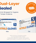 Dual-layer sealed packaging for Nitrile Exam Gloves 3.5 Mil Thick Powder Free Latex Free Food Safe Disposable Gloves, 1000 Count Small