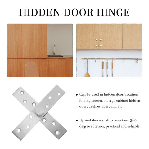 Hidden Door Pivot Hinges Four Piece Stainless Steel Set 360 Degree Rotation Self Closing Heavy Duty Up Down Shaft Hinge