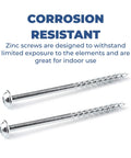 Zinc Pocket Hole Screws For Cabinetry And Furniture Builds, Two And A Half Inch Coarse Thread With Maxi Loc Head
