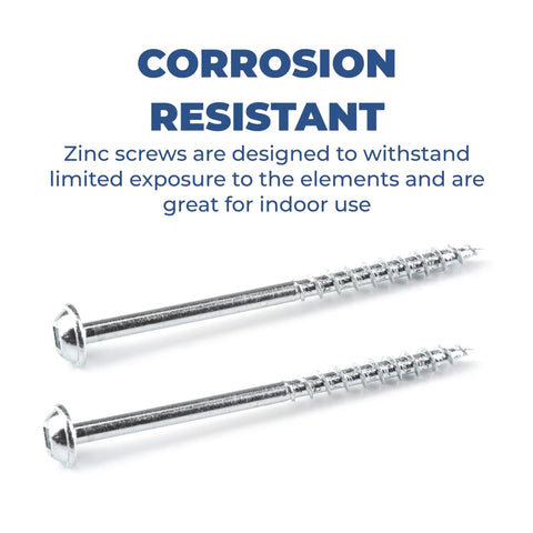Zinc Pocket Hole Screws For Cabinetry And Furniture Builds, Two And A Half Inch Coarse Thread With Maxi Loc Head