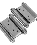 Pair of Heavy Duty Stainless Steel Spring Hinges For Doors And Fences, Rustic Charm Silver Finish, shown flat side view