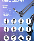 Free Position Mic Arm Boom Stand with screw adapter for Blue Yeti HyperX QuadCast Snowball Fifine Shure SM7B and more
