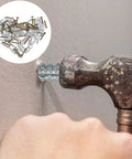 Inserting anchor with hammer and screws, 40-Set Drywall Anchors And Screws Kit For Wood And Concrete Walls Self-Drilling Steel Anchors With Gold