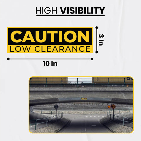 Watch Your Head Caution Low Clearance Signs 3 Pack 10x3 Inch Vinyl Decals Self Adhesive Weatherproof Non Rusting Easy To Apply For Roads Fields Shops Warehouses Construction Sites Durable High Visibility, 10x3 in sign with clearance demo