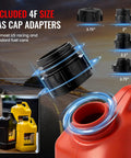 Fuel transfer pump with 51-inch hose and four gas-cap adapters; battery-powered auto-stop siphon for trucks, RVs, boats