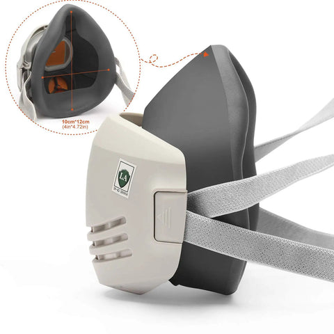 Respirator Mask With 13-Piece Filter Kit For Dust Gases Fumes Asbestos Organic Vapors And Chemicals, side view
