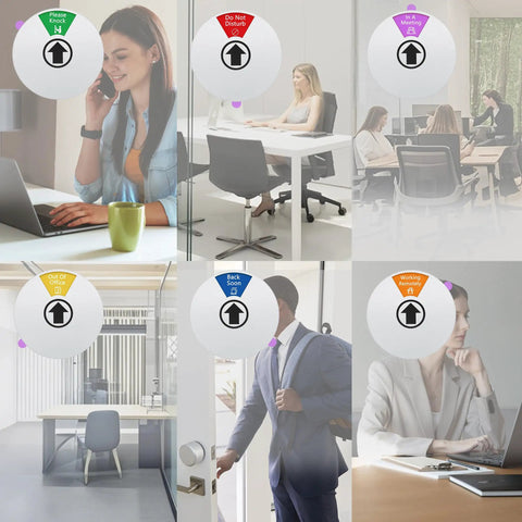 Door Sign With Rotating Privacy Indicator Do Not Disturb Please Knock Out Of Office In A Meeting Back Soon Working Remotely