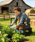 Person using 2 In 1 Garden Kneeler And Seat With Thick Cushion And Tool Pouch Wider 15.4 Inch Foldable Outdoor Bench in a garden.