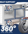4-In-1 Wire Mesh Cage Cart With 360 Degree Rotating Wheels, Heavy Duty Steel Utility Cart, showcasing wheel details