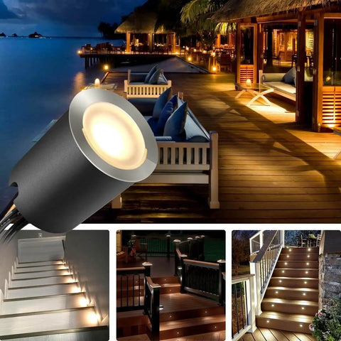 In Ground LED Deck Light Kit With 32mm Protective Shell IP67 Waterproof Outdoor Landscape Lighting along a deck