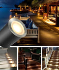 Dope 10 Pack Recessed LED Deck Light Kits With Protective Shell 32mm Warm White IP67 Waterproof 12V Low Voltage used on outdoor deck