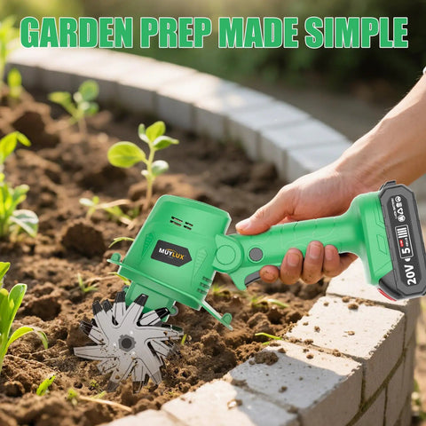 20V Cordless Tiller Cultivator With 2x 2.0Ah Batteries And Charger, Beast Power Garden Rototiller used in garden bed