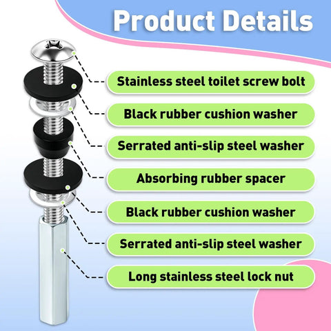 Get Ready For A Solid Fix With These Four Sets Of Heavy Duty Universal Toilet Seat Bolts Featuring 3 Inch 304 Stainless Steel Construction That Stops Leaks And Prevents Rust For A Super Durable And Leak Free Restroom Repair Job.