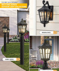 Outdoor Wall Mount Light Fixture Hands Free No Fuss Dusk To Dawn Porch Light Anti Rust Matte Black Exterior Light With Water Ripple Glass For Doorway Waterproof Weatherproof Wall Lantern For Home Or Business displayed along a pathway and mounted on a wall.