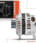 Drop-In Heavy Duty Alternator Replacement For Subaru Outback And Legacy 2010 2011 2012 2.5L, 12V 110A With Six Groove Pulley, Clockwise Rotation, Plug And Play Fit, Compatible With A003TG6191 And A003TG6191ZC, Reference Numbers 11409N 11409 2104309 against a product box.