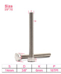 10-pack 3/8-16 x 1 stainless steel hex head bolts, full thread, plain finish