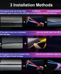 RGB Car Interior LED Strip Light 43.3 Inch With USB Port And App Control, Music Sync, installation methods diagram.