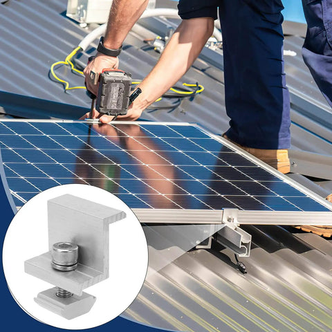 Installation of Heavy Duty Solar Panel Clamp Kit Includes Ten Piece Anodized Aluminum Z Bracket Set For RV Tile House Roof.