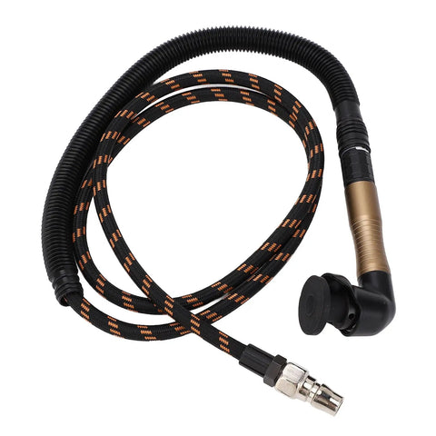 Compact Pencil Die Grinder Air Tool Lightweight Engraving Pen with flexible black and orange air hose for precision carving.