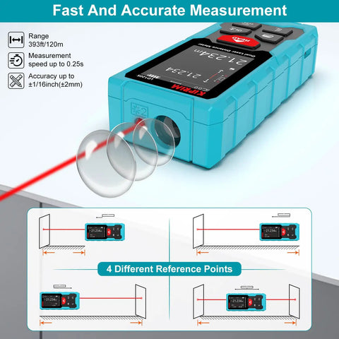 Dual Laser Distance Measuring Tool With Electronic Level And Pythagorean Function 393 Feet Total Range Dual Heads