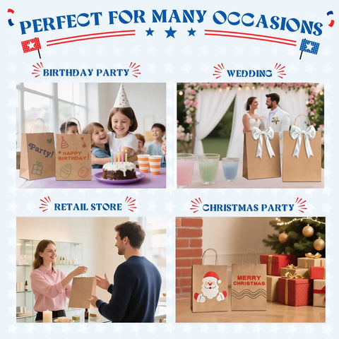 Brown Paper Bags 8x4.25x10.5 Inch 20 Pack With Handles Eco Friendly Kraft Gift Bags For Retail Party Favors Small Business