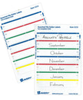 Foolproof Easy Peel File Folder Labels On 4X6 Sheets, Assorted Color Coded Tabs For Smart Office Organization, print or handwrite, visible months and labels.