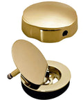 35 Inch Rock Solid Cable Driven Bath Waste, Polished Brass Pop Up Stopper And Strainer showing polished brass finish and smooth operation.