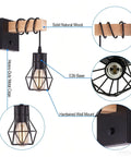 BANGANMA 2 Pack Farmhouse Wall Sconces, Hardwired E26 Wood Cage for Bedroom with solid wood and metal wire design.