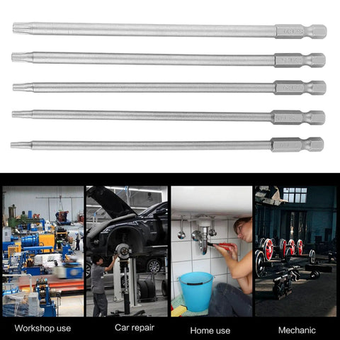 Huge Deal on These 5 Piece Screwdriver Bits With Long 150mm Shafts Perfect For Reaching Tight Spots In Your Car Or Home Project And The Magnetic Tips Make Them Super Handy For Any Job You Got Gonna Love These, five S2 alloy steel security star bits